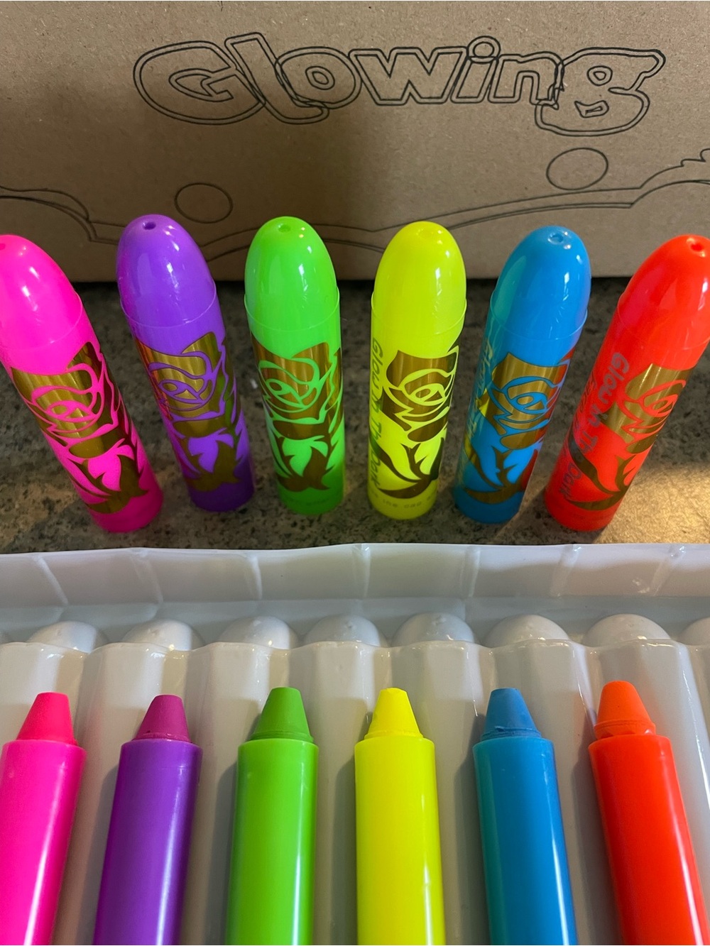 6pcs glow makeup sticks new condition glow in the dark body paint